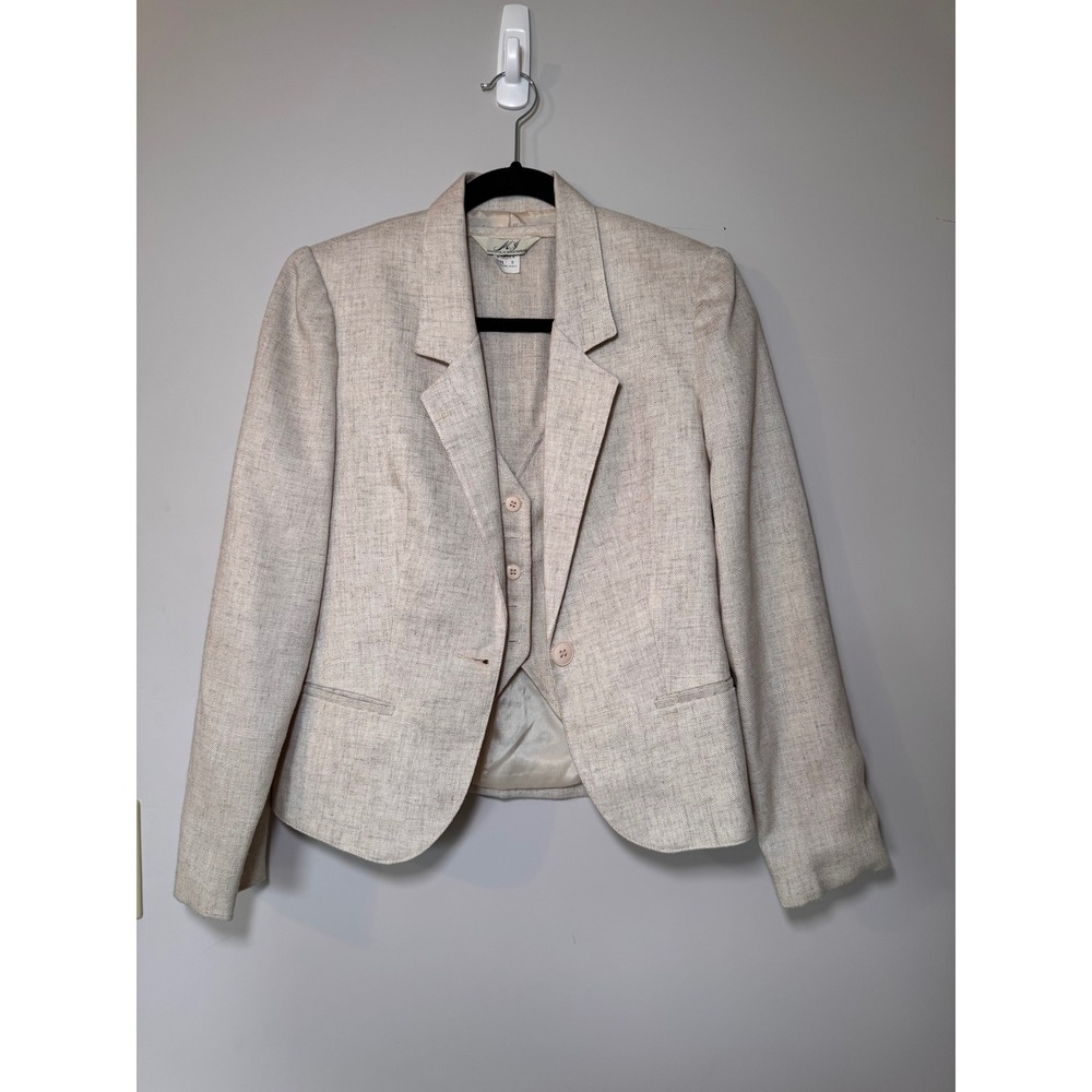 Vintage MJ Concepts in Sportswear Blazer and Vest Set Tan Flax Blend Size 9 2201